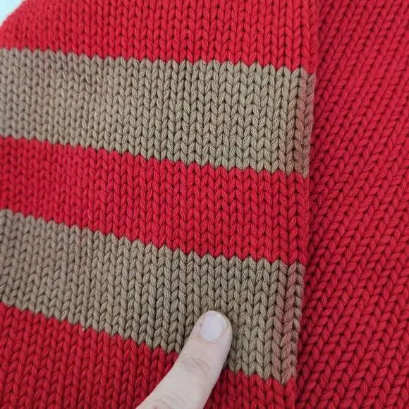 VTG Ralph Lauren Men's Red V-Neck Cardigan Sweater Varsity Stripe Shirt 90s M - Picture 4 of 6